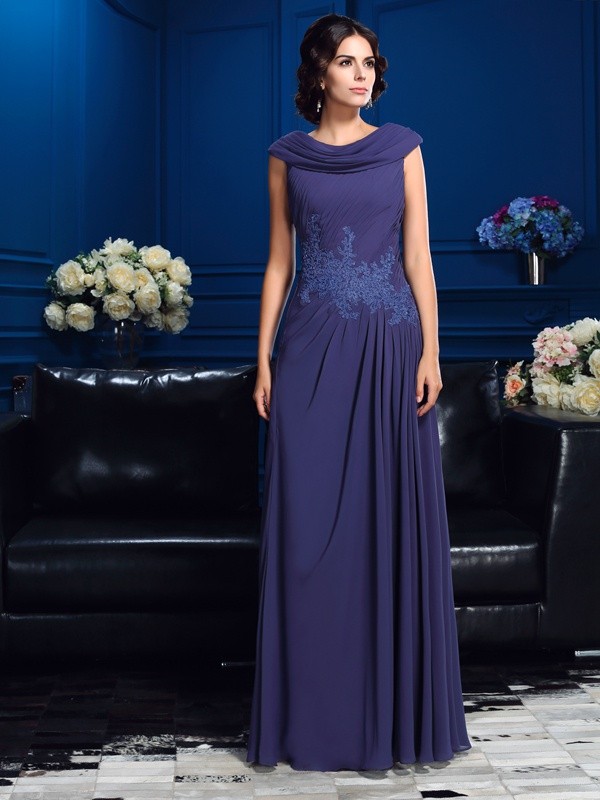 A-line Col U profond Sans manches Mousseline polyester robe de mère de mariée