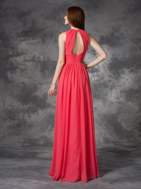 A-line Jewel Sleeveless Chiffon Dress - Thumbnail 2