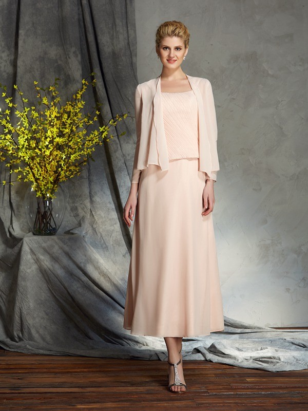 A-Linie Square ärmellos Chiffon Brautmutterkleid