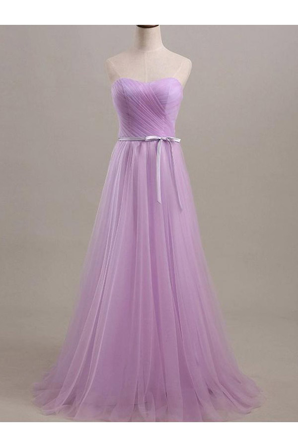A-Linie Herz-Ausschnitt ärmellos Tülle Brautjungfernkleid