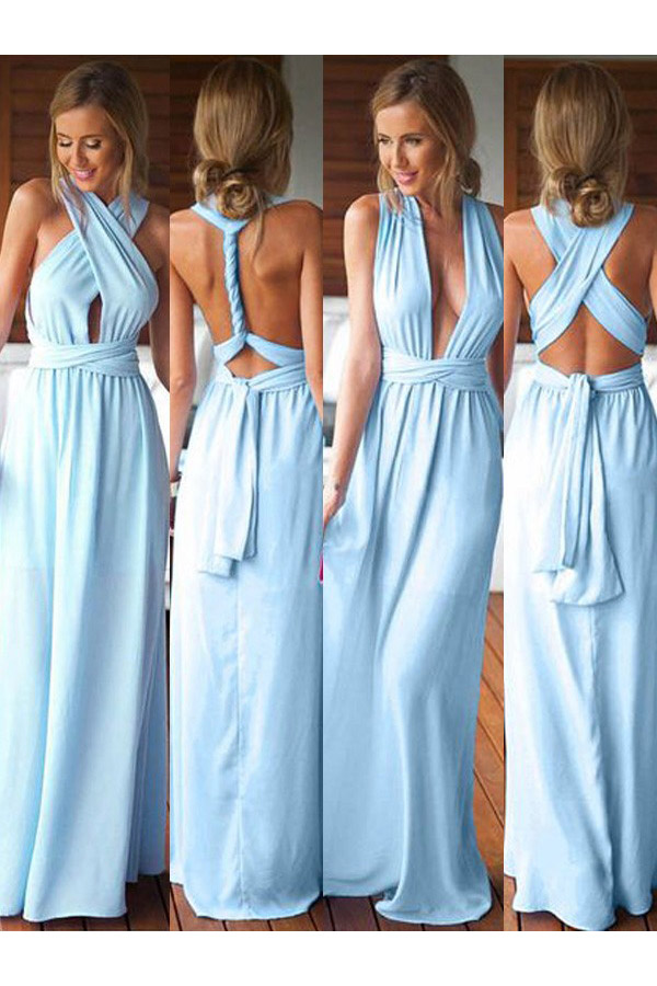 A-line Dos nu Sans manches Mousseline polyester Robe Demoiselle d'Honneur