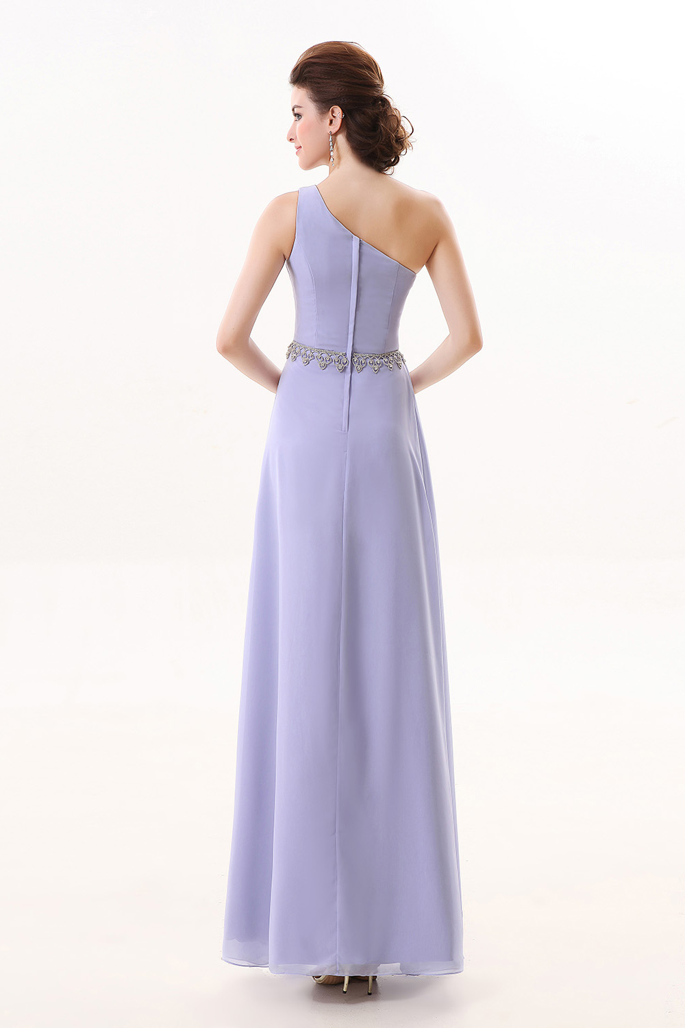A-line One Shoulder Ankle-length Chiffon Bridesmaid Dress - Thumbnail 3