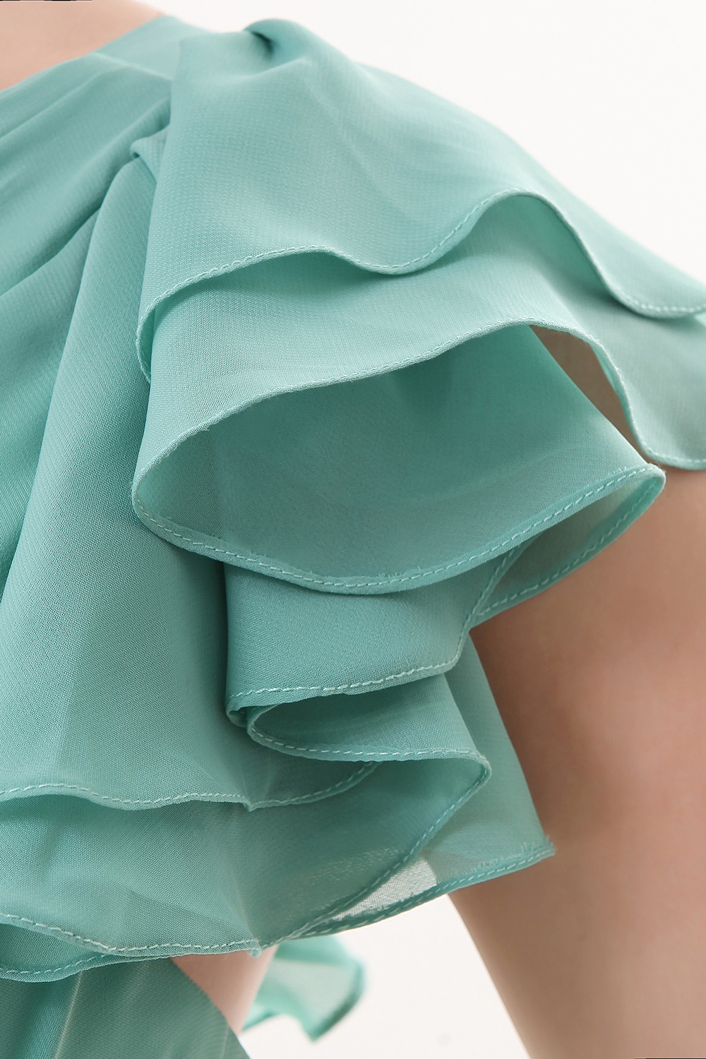 Sheath/Columnn One Shoulder Ankle-length Chiffon Bridesmaid Dress - Thumbnail 5