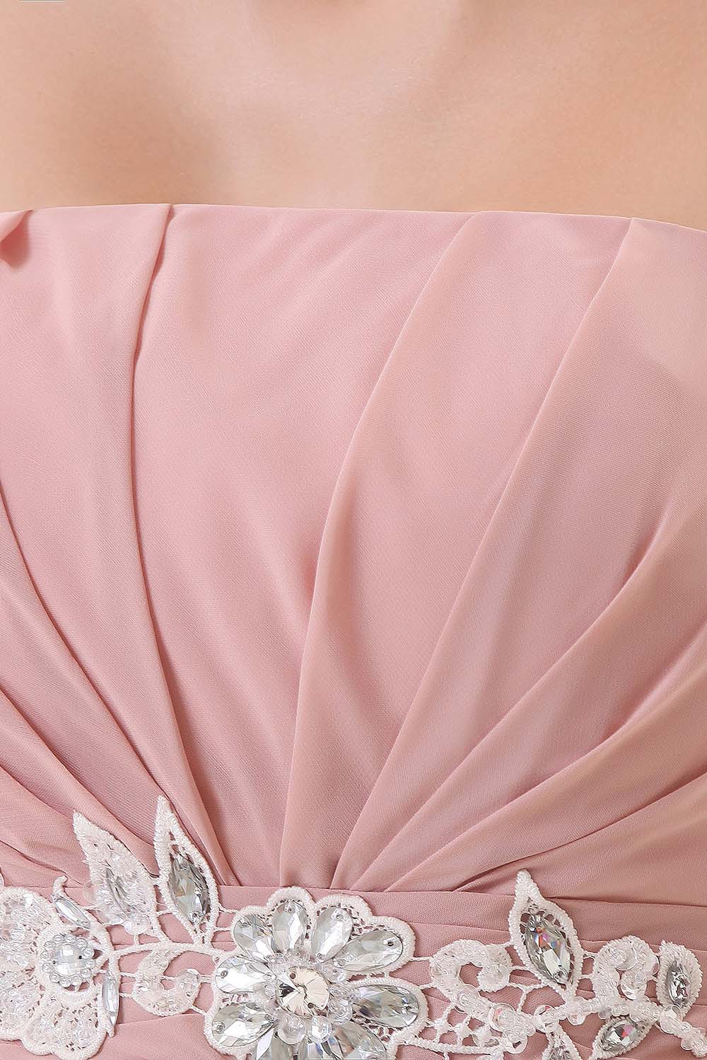A-line Strapless Sweep/Brush Train Chiffon Bridesmaid Dress - Thumbnail 4