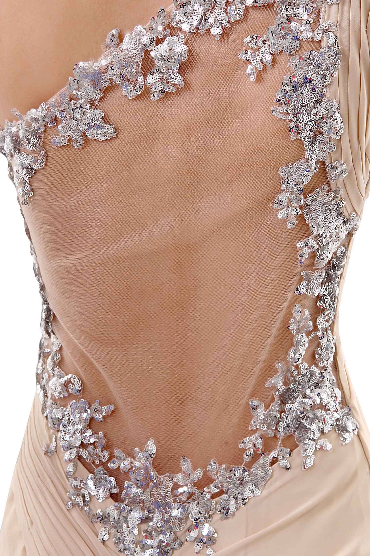 A-line One Shoulder Floor-length Chiffon Evening Dress - Thumbnail 6