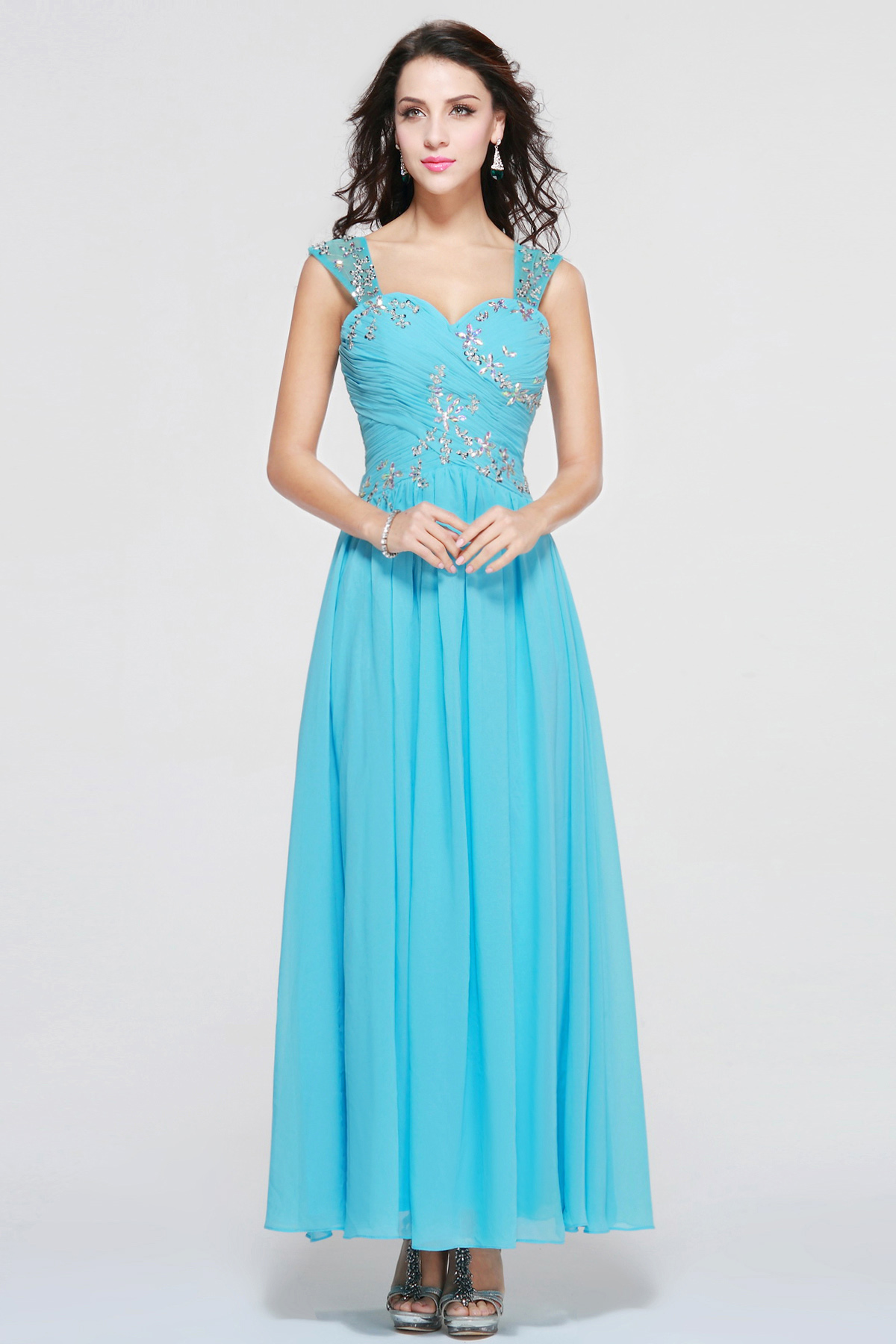 A-line Sweetheart Ankle-length Chiffon Evening Dress - Thumbnail 3