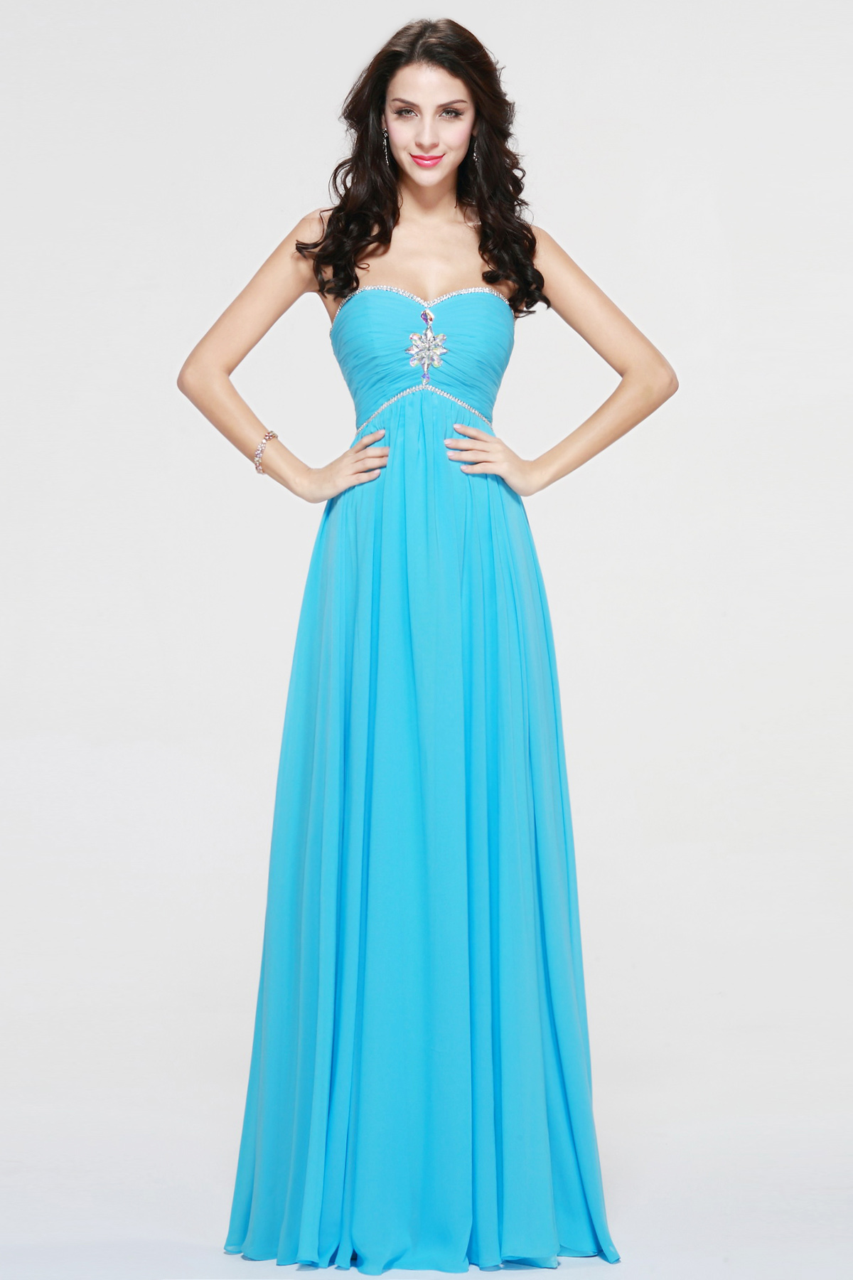 A-line Sweetheart Floor-length Chiffon Bridesmaid Dress - Thumbnail 2