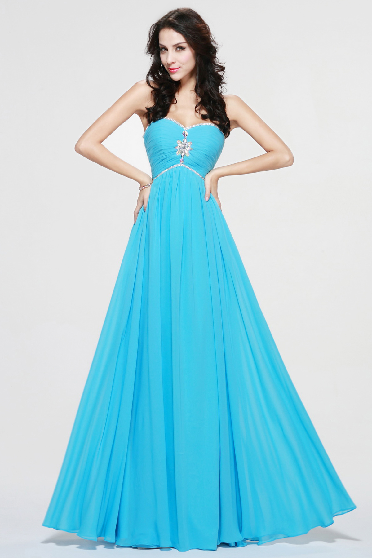A-line Sweetheart Floor-length Chiffon Bridesmaid Dress - Thumbnail 3