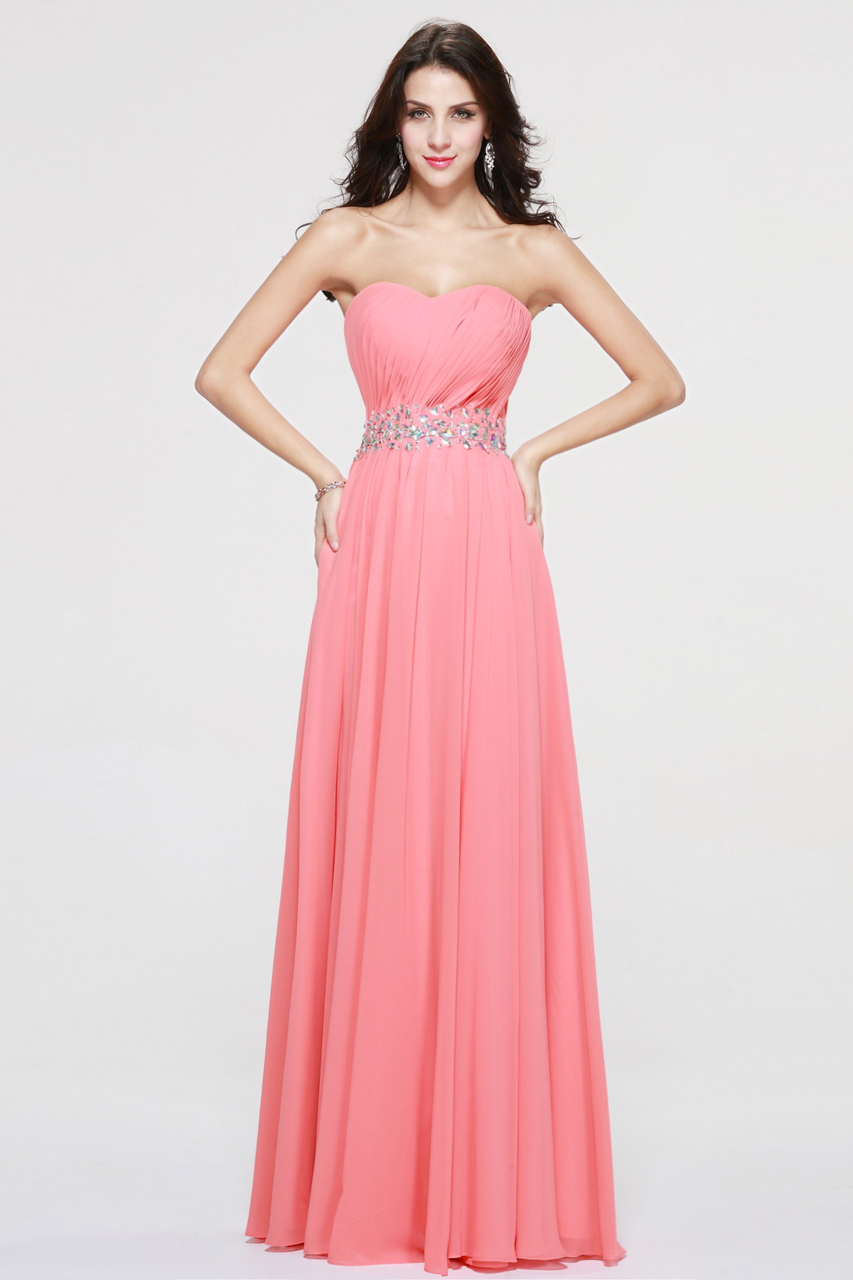 A-line Sweetheart Floor-length Chiffon Bridesmaid Dress - Thumbnail 2