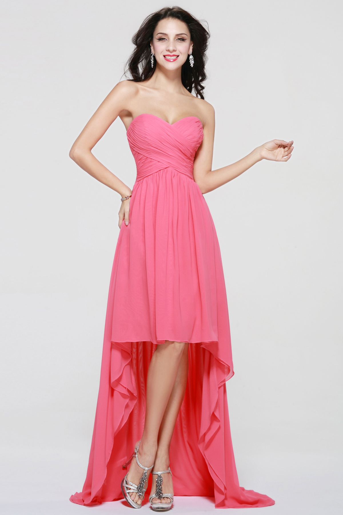 A-line Sweetheart Asymmetrical Chiffon Bridesmaid Dress - Thumbnail 2
