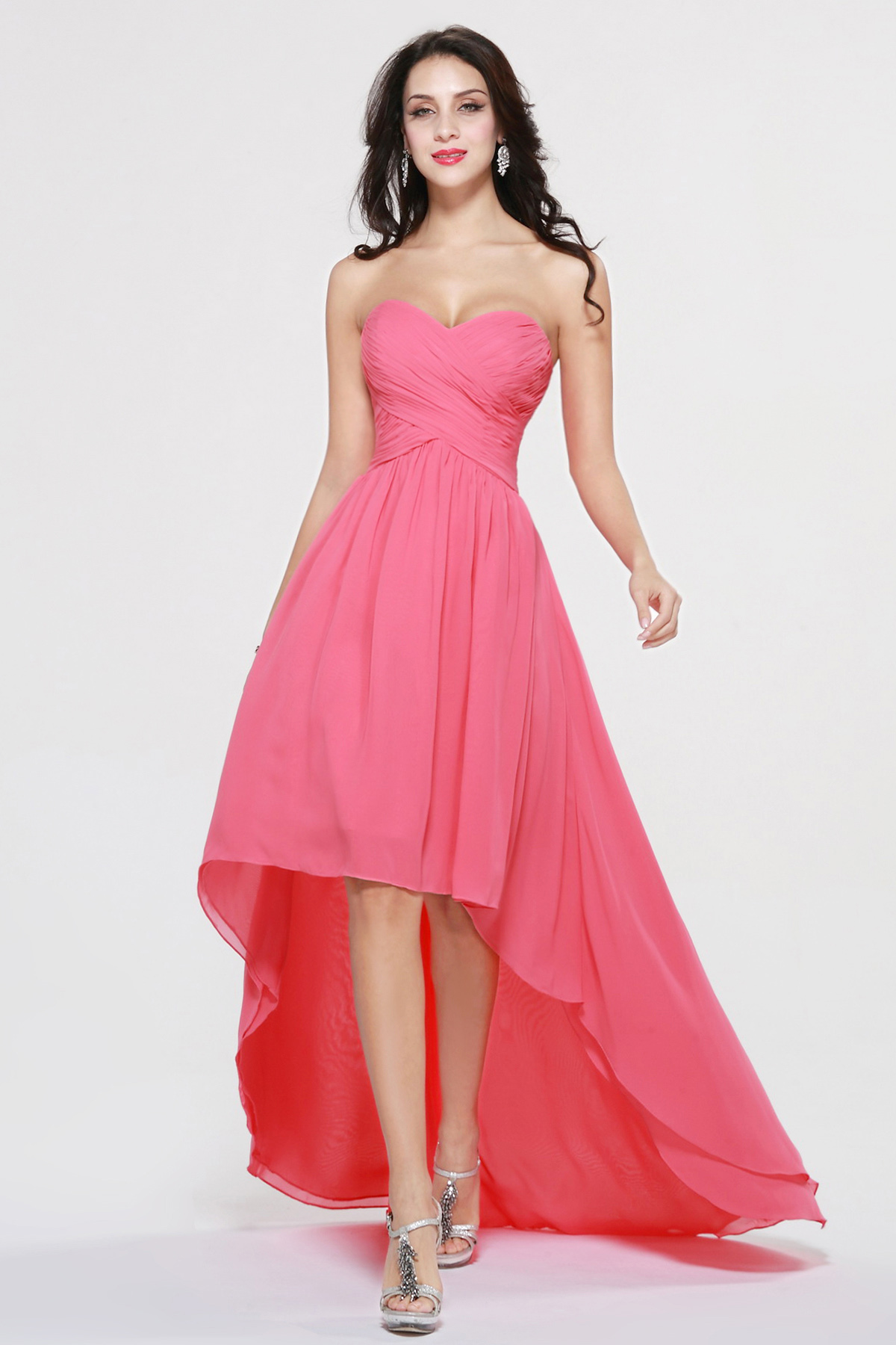 A-line Sweetheart Asymmetrical Chiffon Bridesmaid Dress - Thumbnail 3