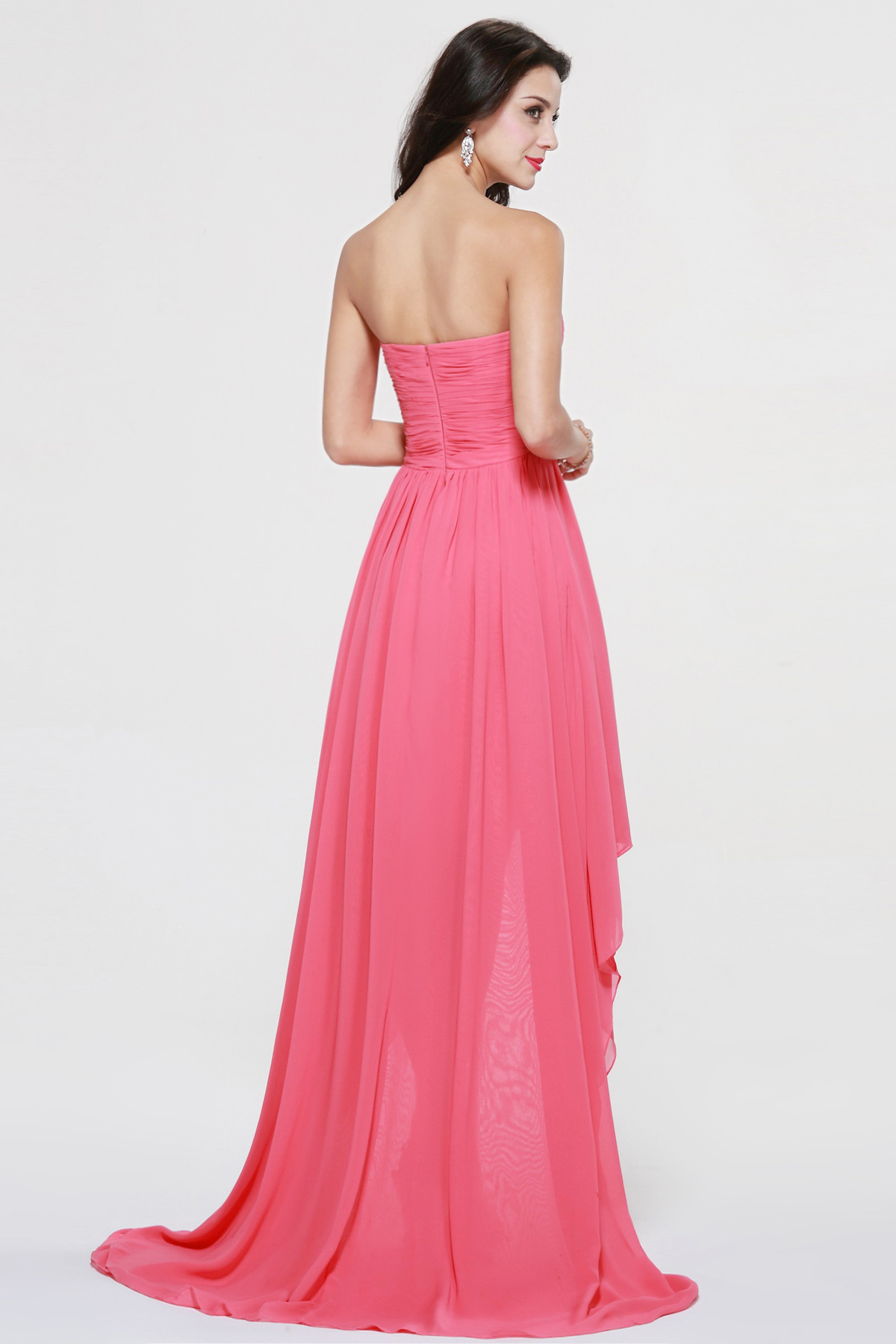 A-line Sweetheart Asymmetrical Chiffon Bridesmaid Dress - Thumbnail 4