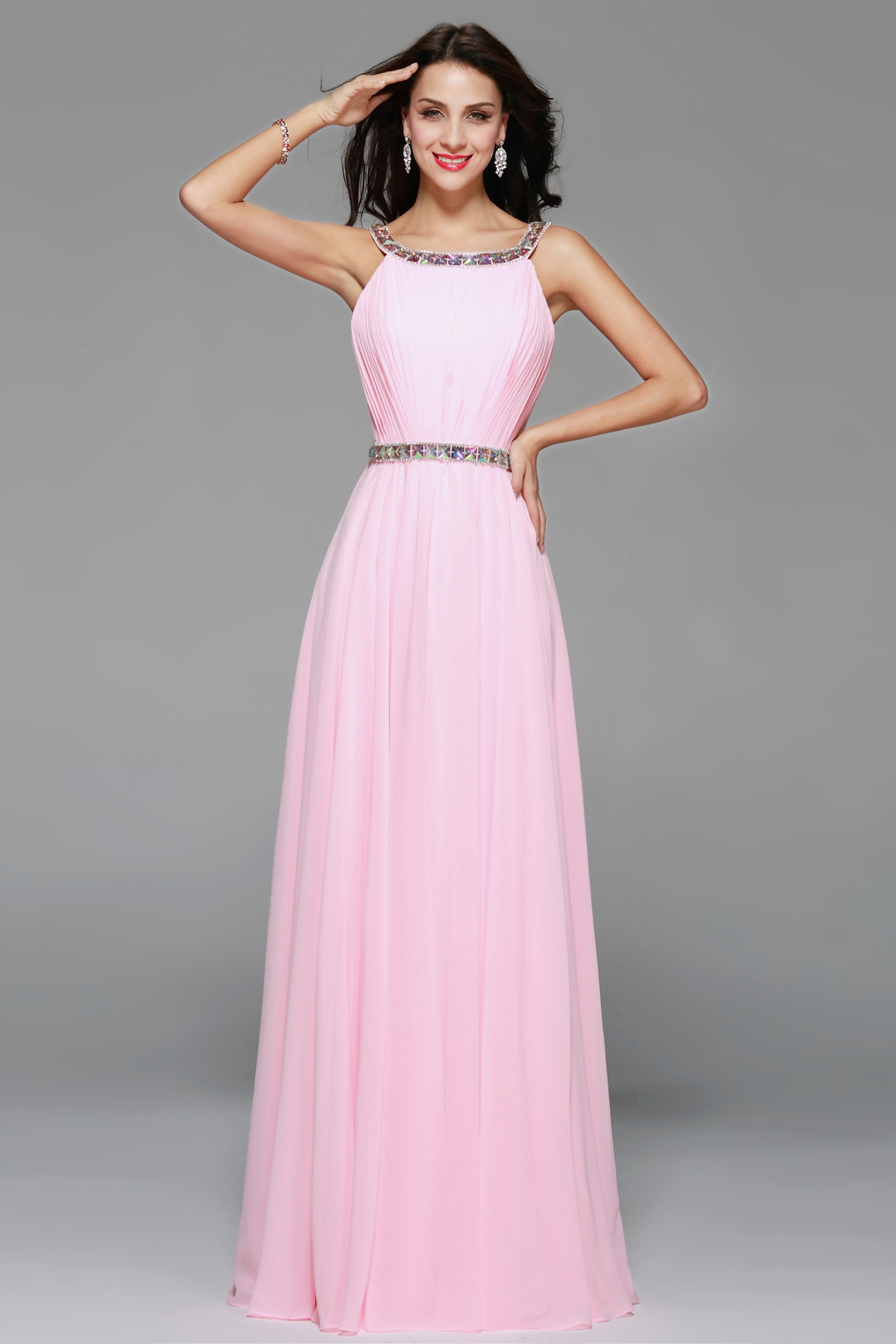 A-line Square Floor-length Chiffon Bridesmaid Dress - Thumbnail 2