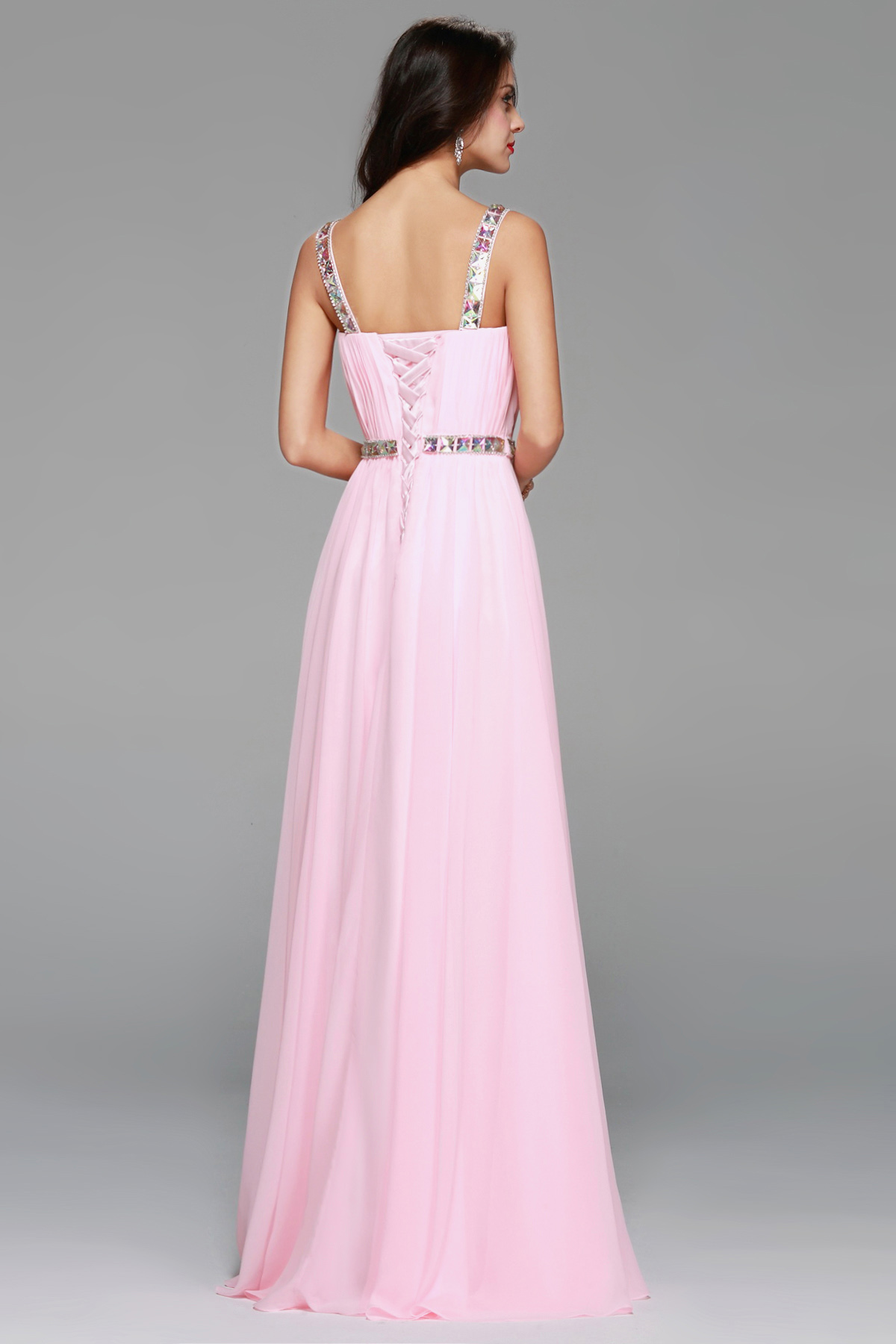 A-line Square Floor-length Chiffon Bridesmaid Dress - Thumbnail 3