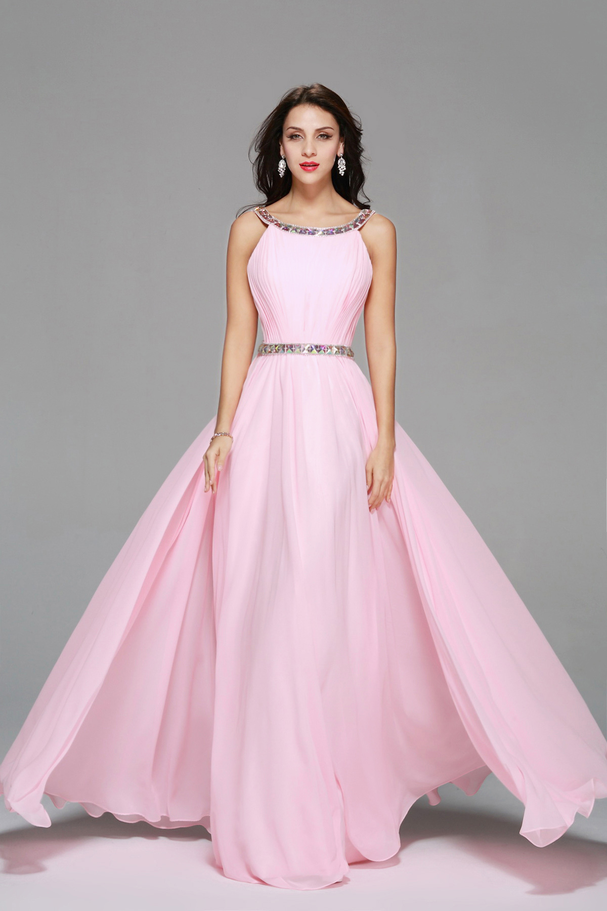 A-line Square Floor-length Chiffon Bridesmaid Dress - Thumbnail 4