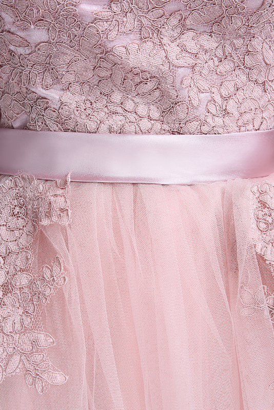 A-line Bateau Floor-length Tulle Evening Dress - Thumbnail 3