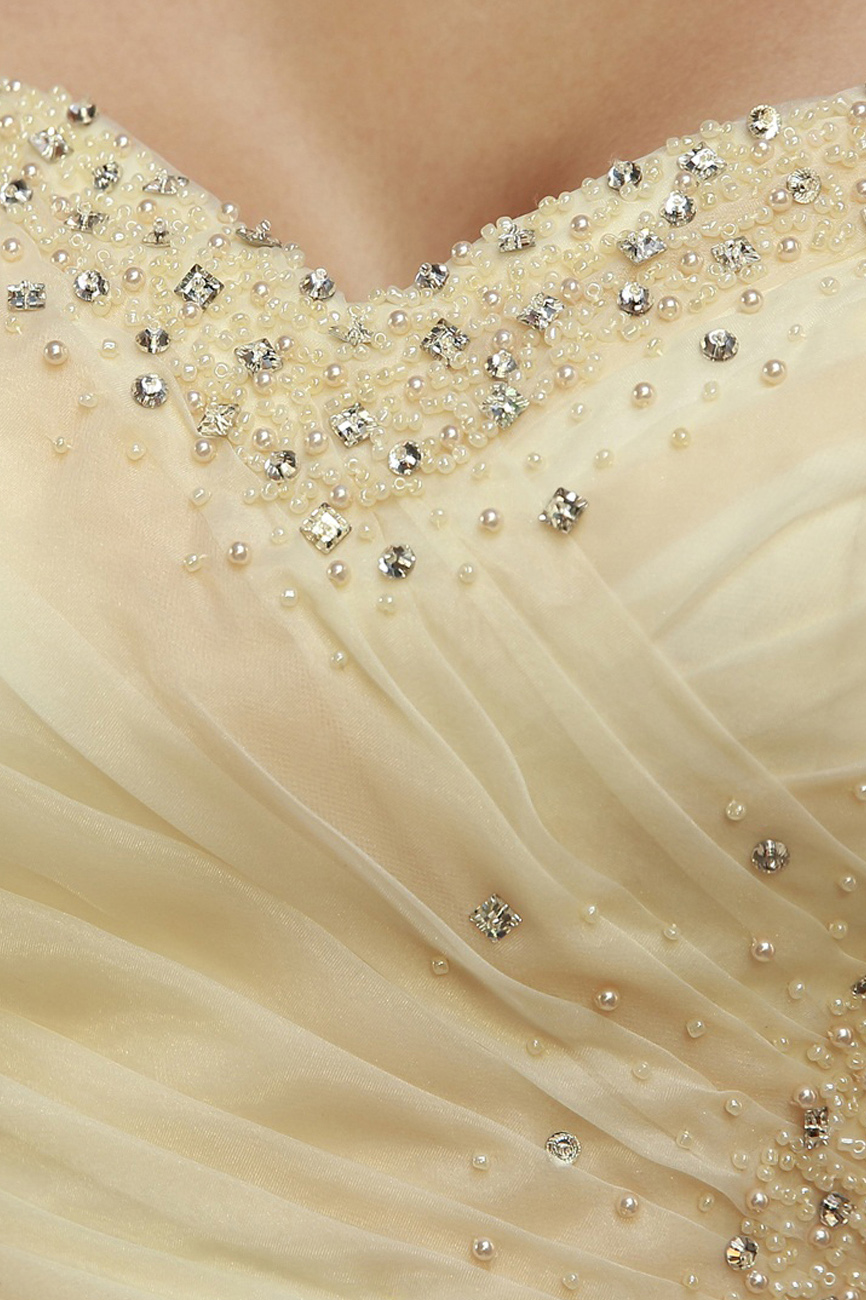 Ball Gown Sweetheart Chapel Train Organza Wedding Dress - Thumbnail 6