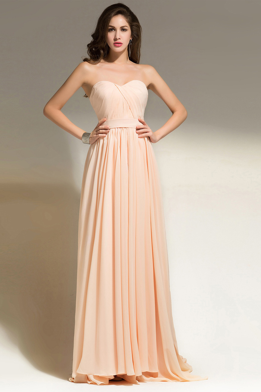A-line Sweetheart Sweep/Brush Train Chiffon Bridesmaid Dress - Thumbnail 2
