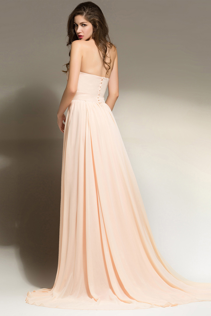 A-line Sweetheart Sweep/Brush Train Chiffon Bridesmaid Dress - Thumbnail 3