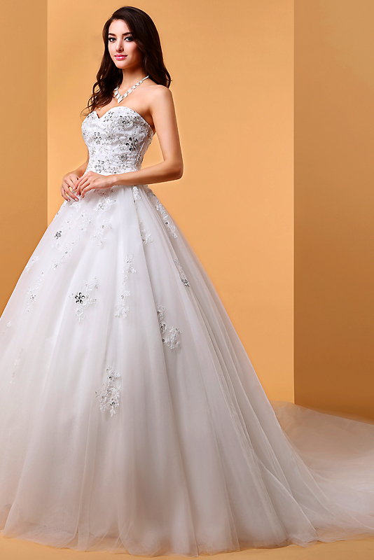 Ball Gown Sweetheart Court Train Tulle Wedding Dress
