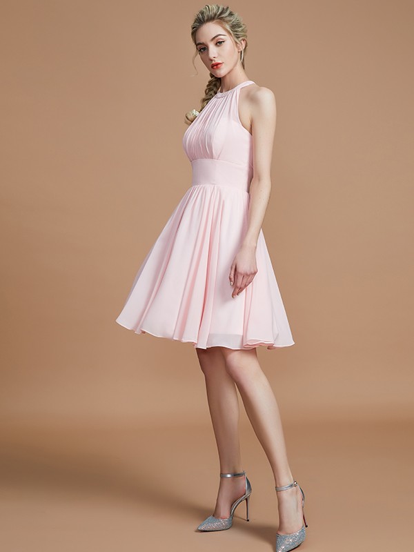 A-line Halter Floor-length Chiffon Dress - Thumbnail 3