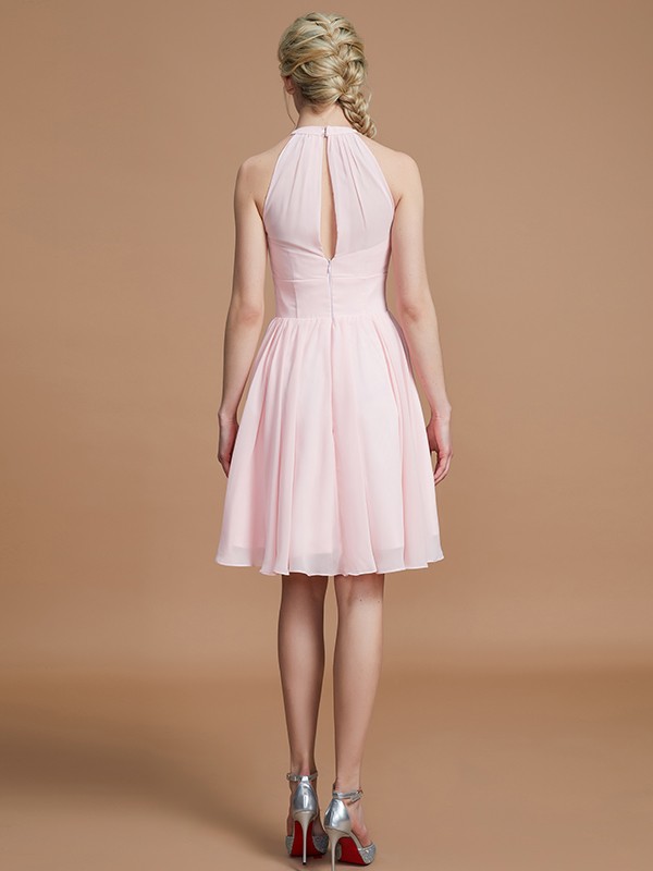 A-line Halter Floor-length Chiffon Dress - Thumbnail 5