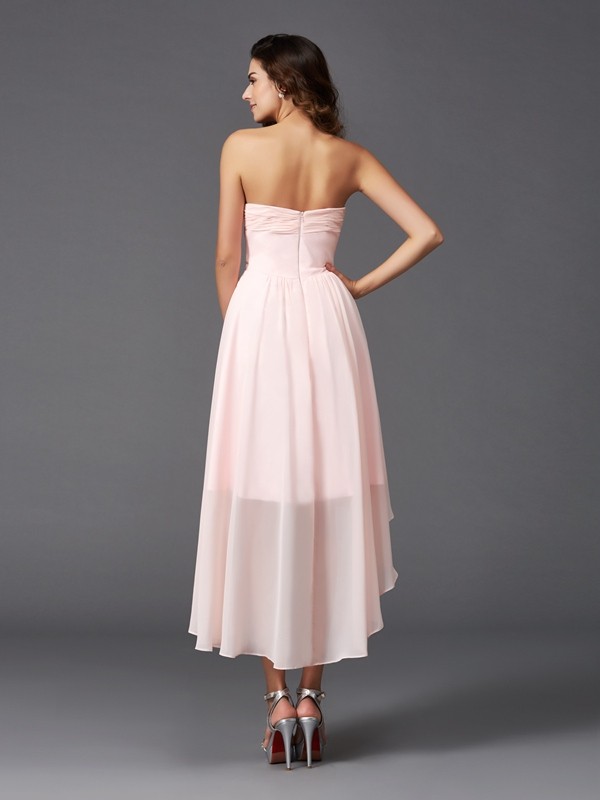 A-line Sweetheart Asymmetrical Chiffon Dress - Thumbnail 2