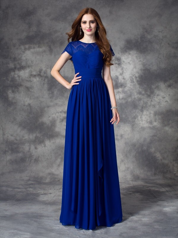 A-line Bateau Floor-length Chiffon Dress - Thumbnail 2