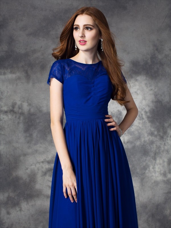 A-line Bateau Floor-length Chiffon Dress - Thumbnail 3