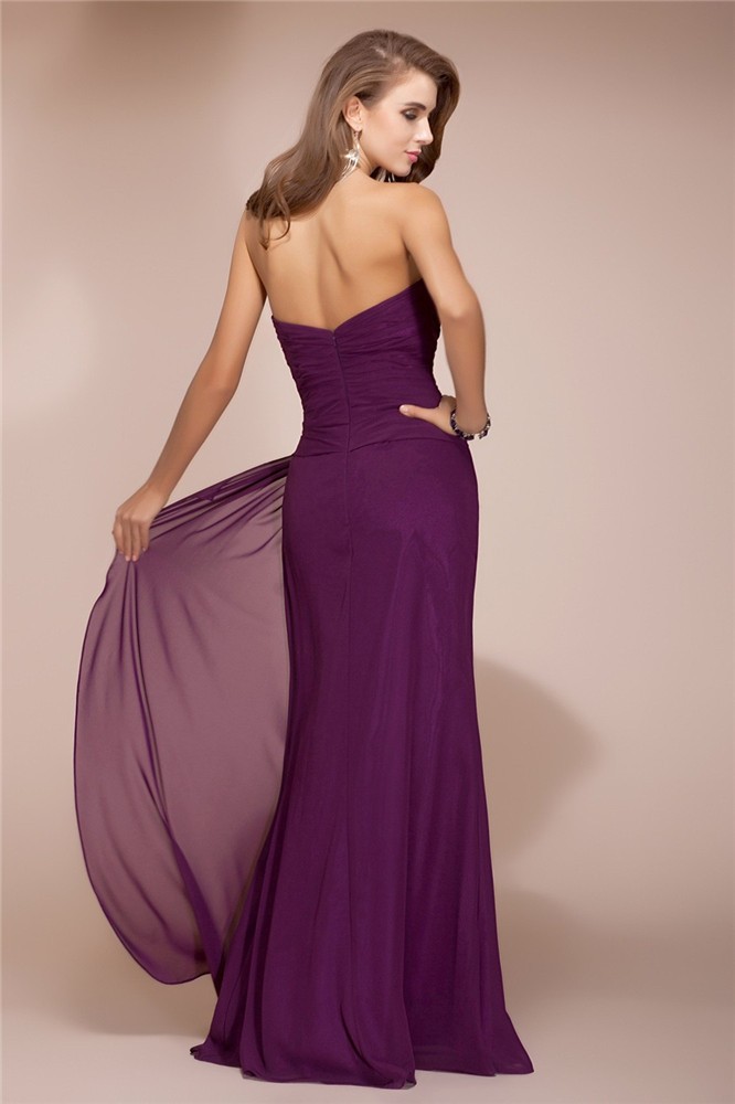 Sheath/Column Sweetheart Floor-length Chiffon Dress - Thumbnail 2