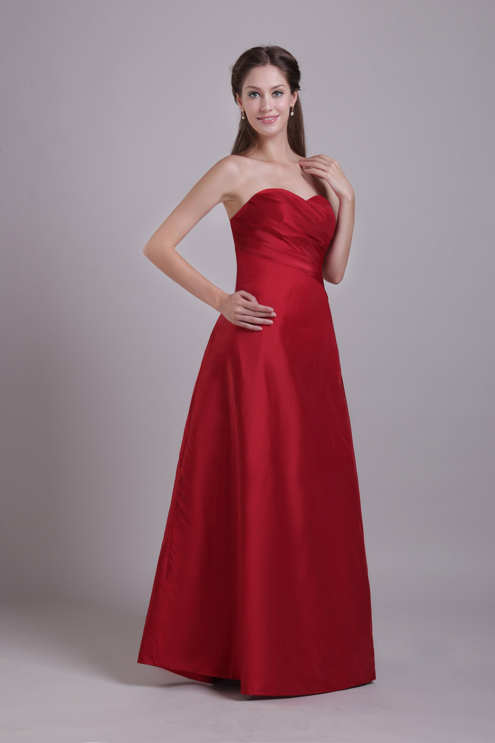 A-line Sweetheart Floor-length Satin Evening Dress - Thumbnail 2