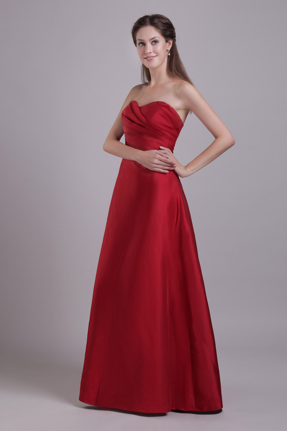 A-line Sweetheart Floor-length Satin Evening Dress - Thumbnail 3