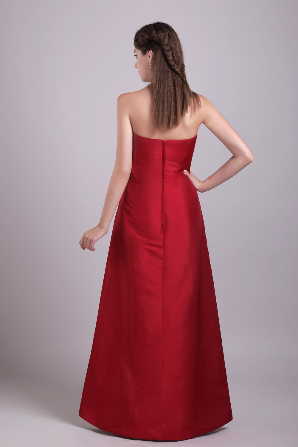 A-line Sweetheart Floor-length Satin Evening Dress - Thumbnail 4