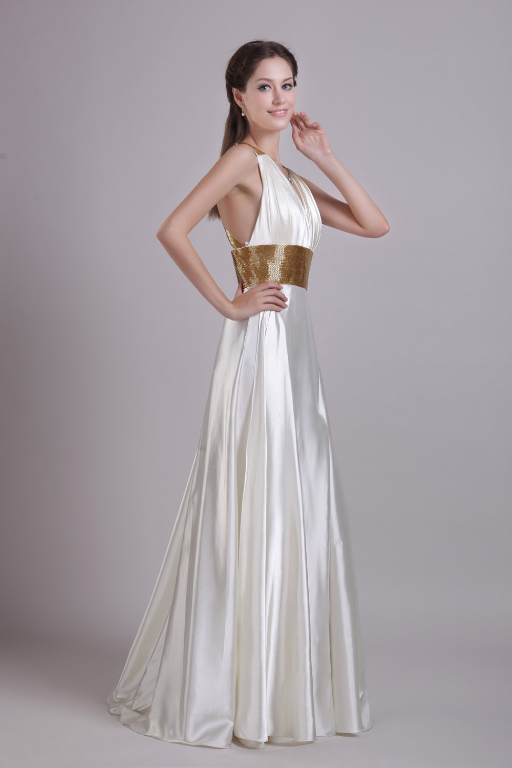 A-line Spaghetti Straps Floor-length Chiffon Evening Dress - Thumbnail 2
