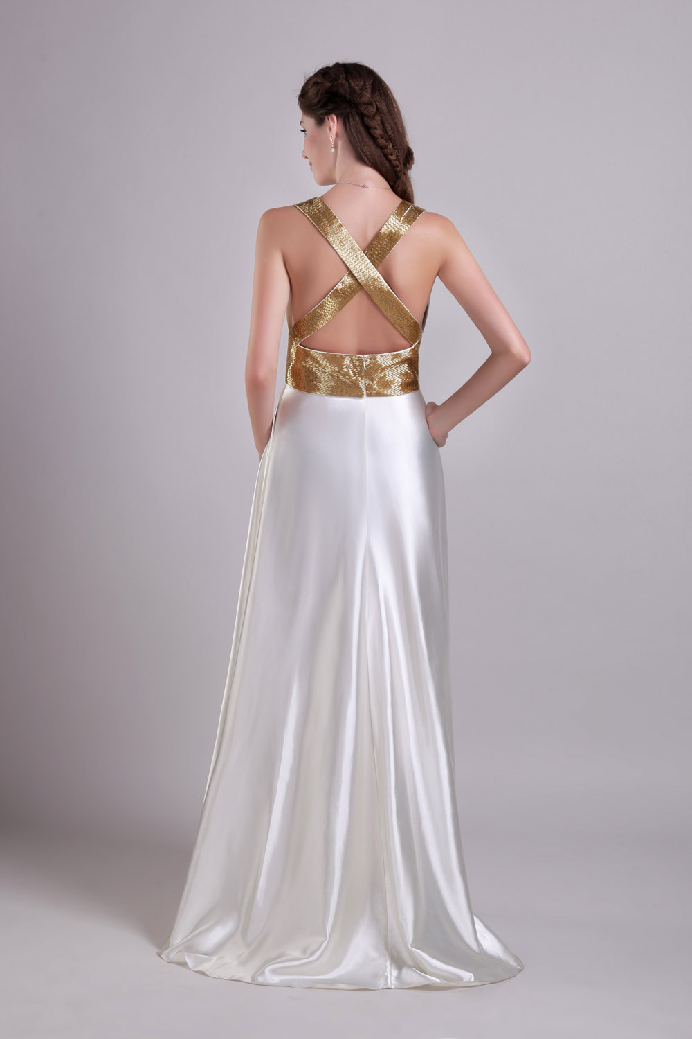 A-line Spaghetti Straps Floor-length Chiffon Evening Dress - Thumbnail 4