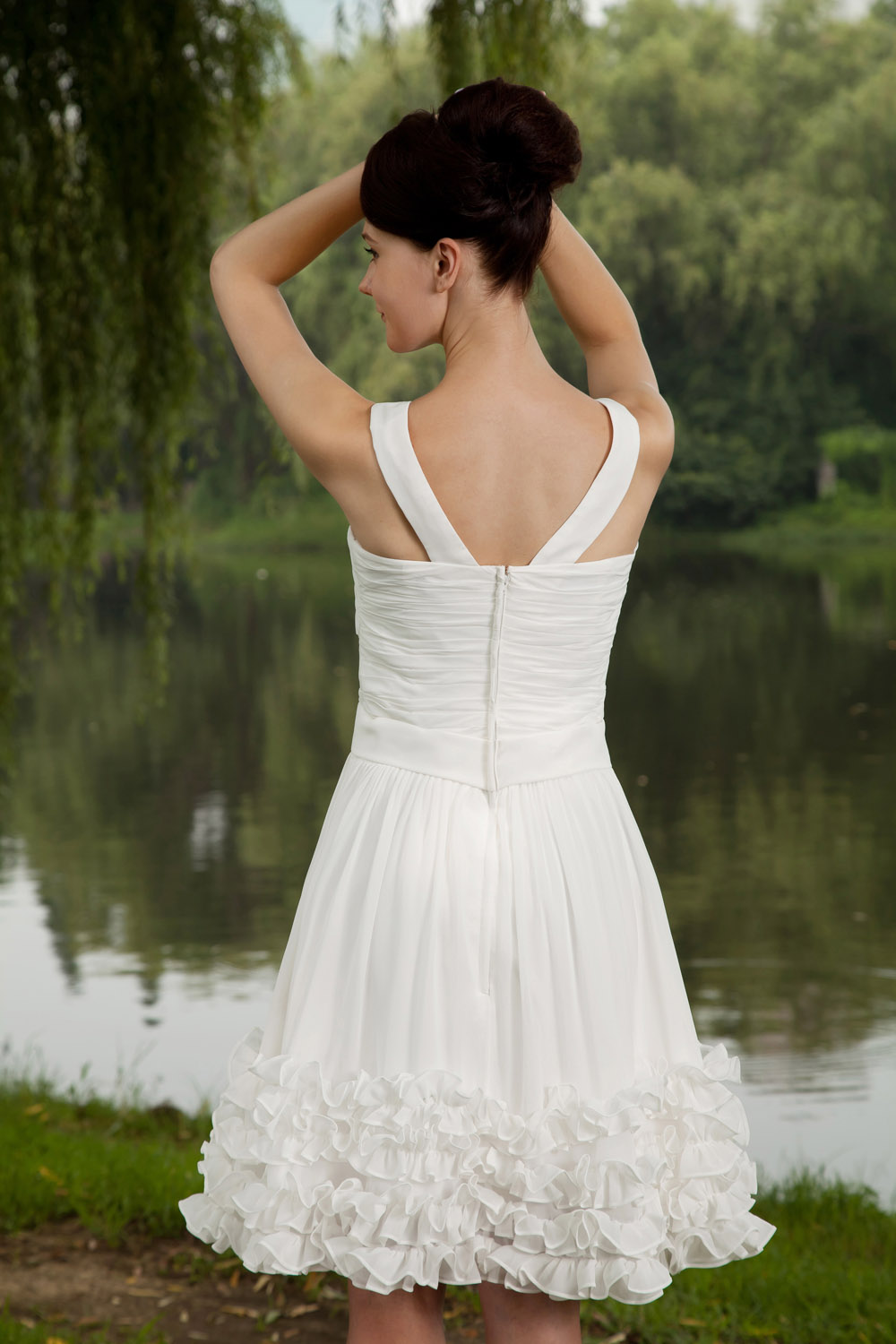 A-line Halter Short/Mini Chiffon Holiday Dress - Thumbnail 6