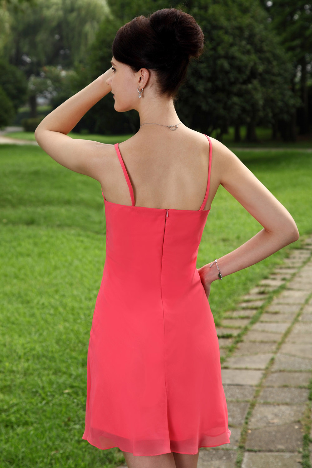 A-line Sweetheart Short/Mini Organza Homecoming Dress - Thumbnail 7