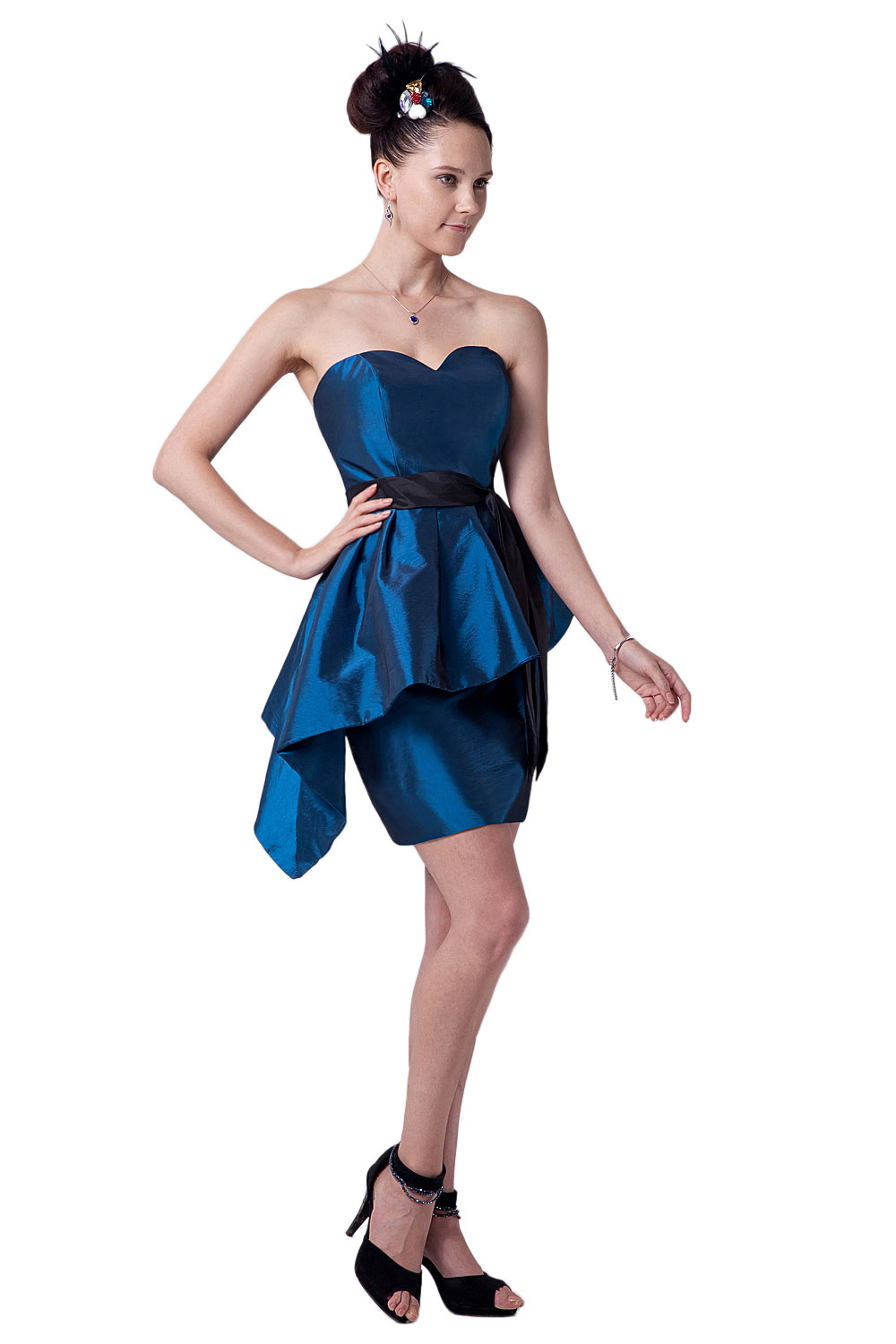 A-line Halter Knee-length Taffeta Homecoming Dress - Thumbnail 3