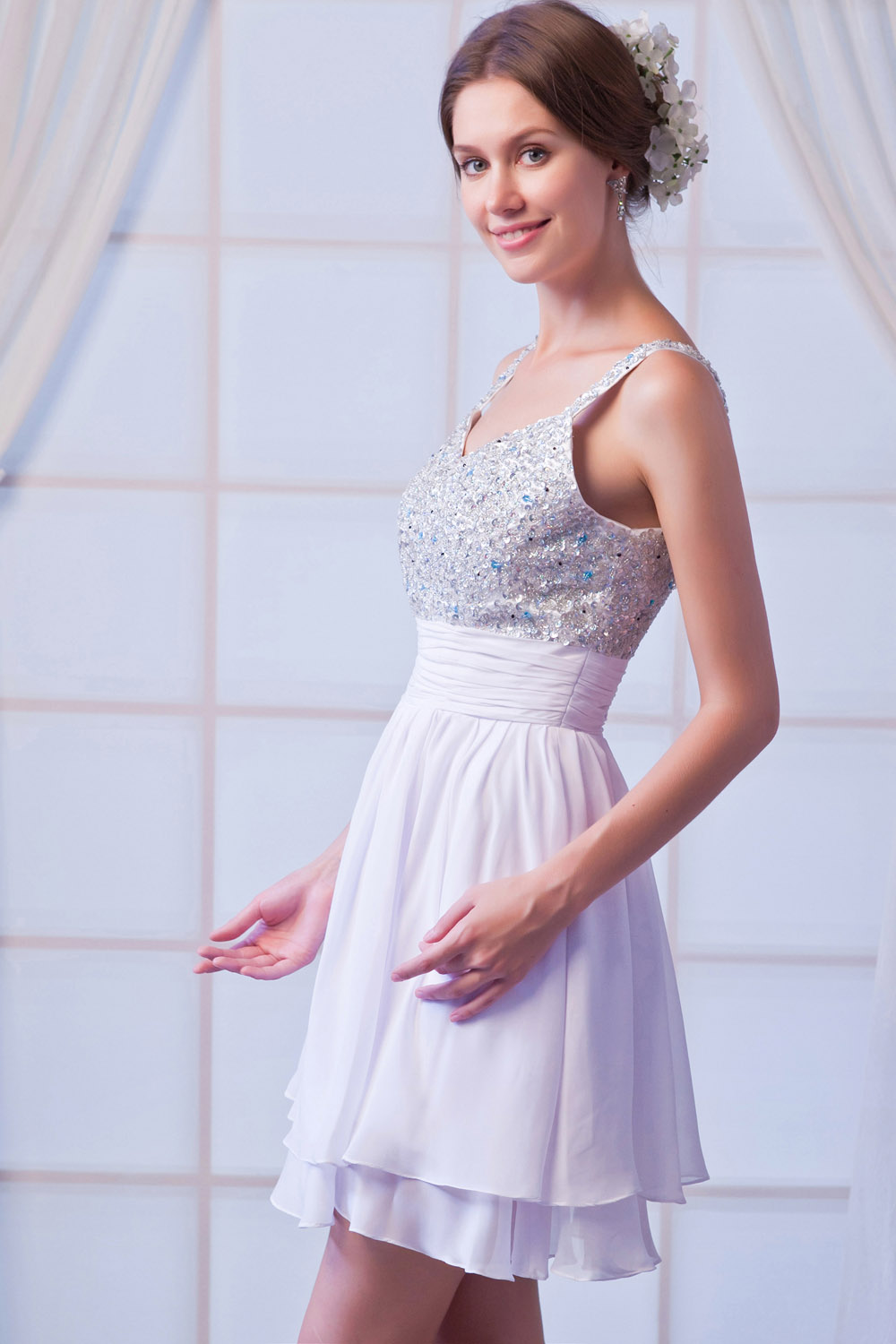 A-line Halter Knee-length Chiffon Homecoming Dress - Thumbnail 5