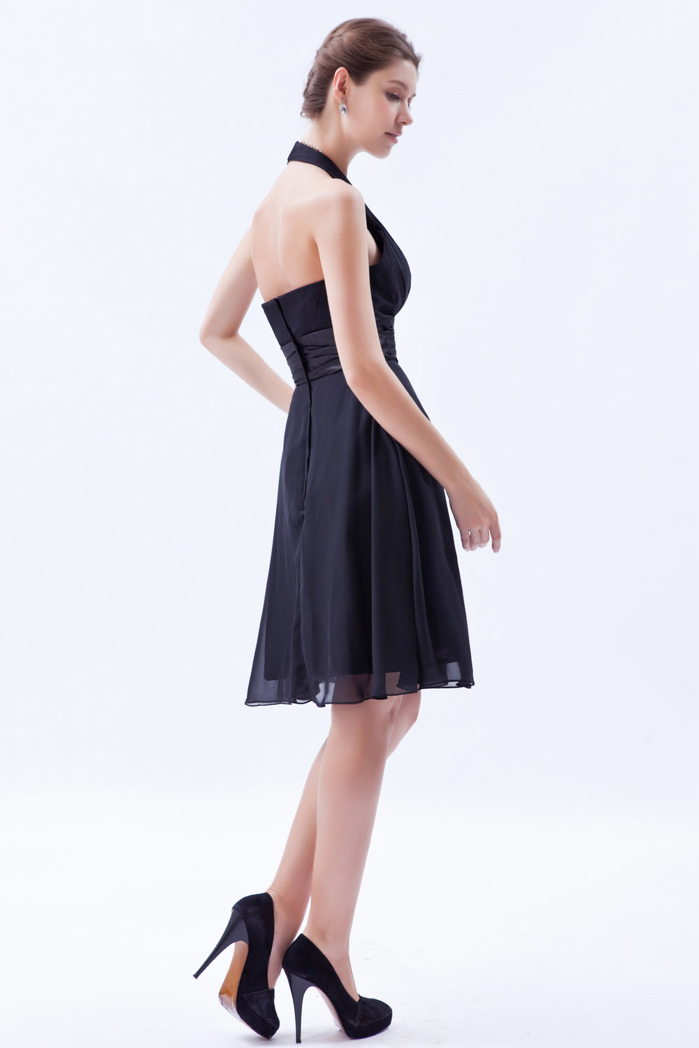 A-line V-neck Asymmetrical Chiffon Homecoming Dress - Thumbnail 6