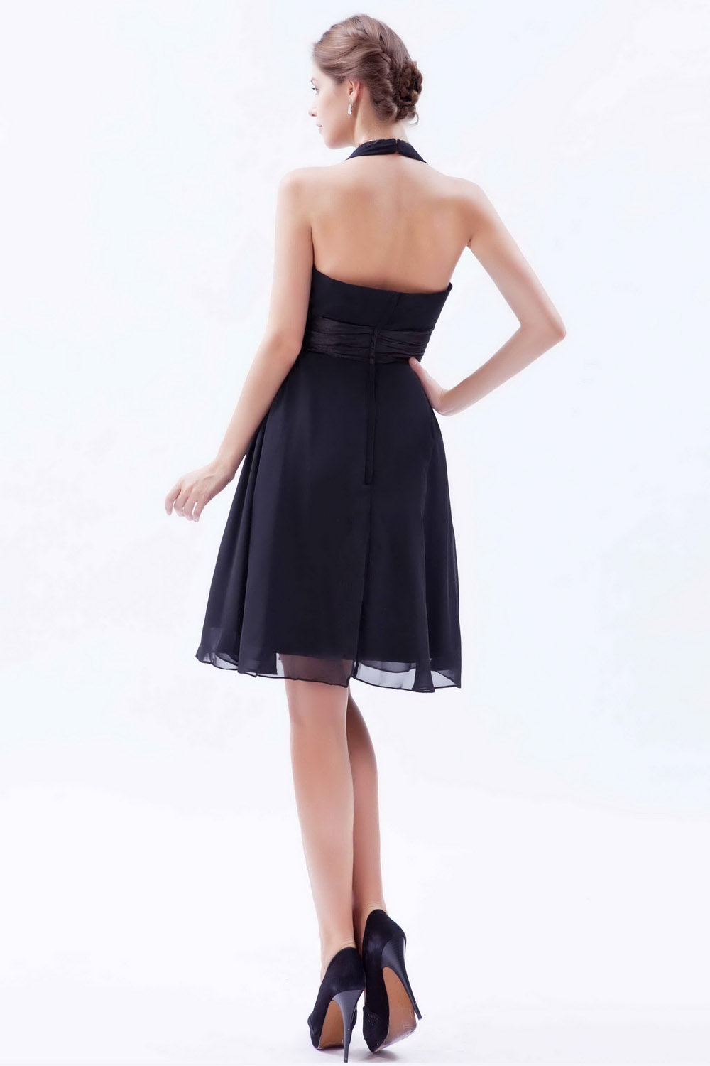 A-line V-neck Asymmetrical Chiffon Homecoming Dress - Thumbnail 7