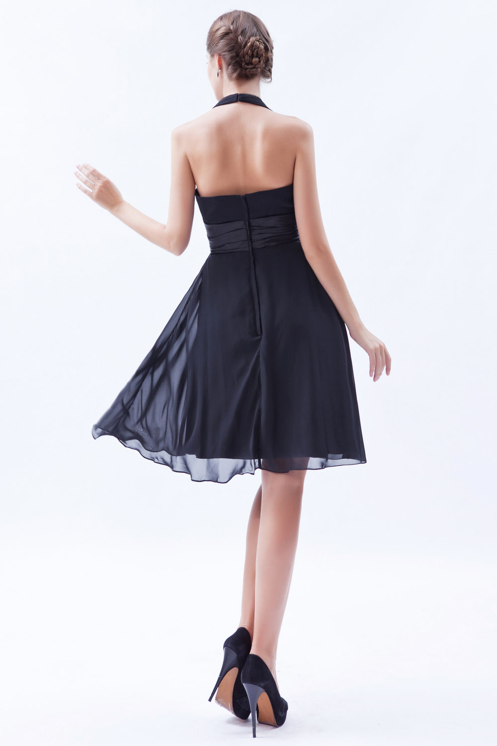 A-line V-neck Asymmetrical Chiffon Homecoming Dress - Thumbnail 8