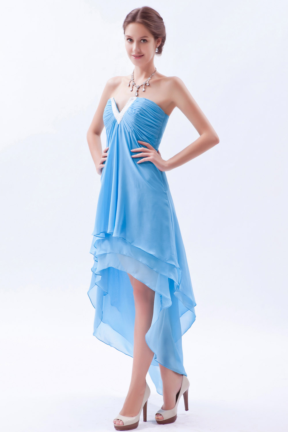Princess One Shoulder Tea-length Tulle Homecoming Dress - Thumbnail 2