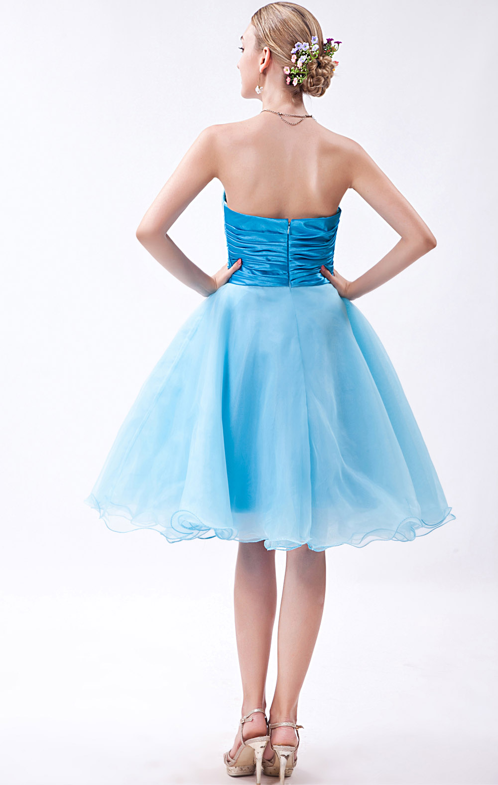 A-line One Shoulder Short/Mini Organza Homecoming Dress - Thumbnail 11
