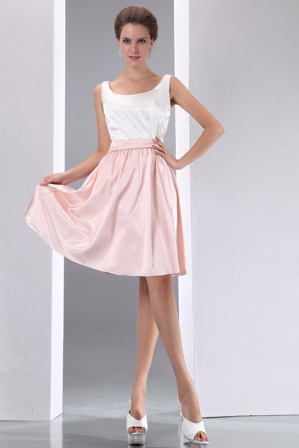 A-line Strapless Knee-length Chiffon Holiday Dress - Thumbnail 2