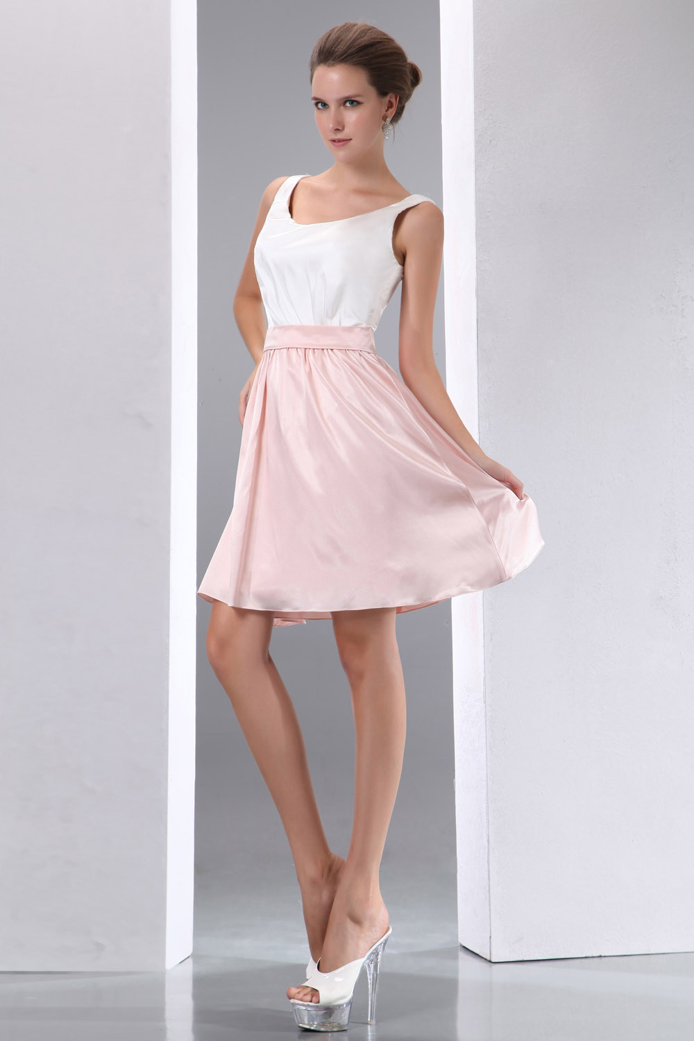 A-line Strapless Knee-length Chiffon Holiday Dress - Thumbnail 3