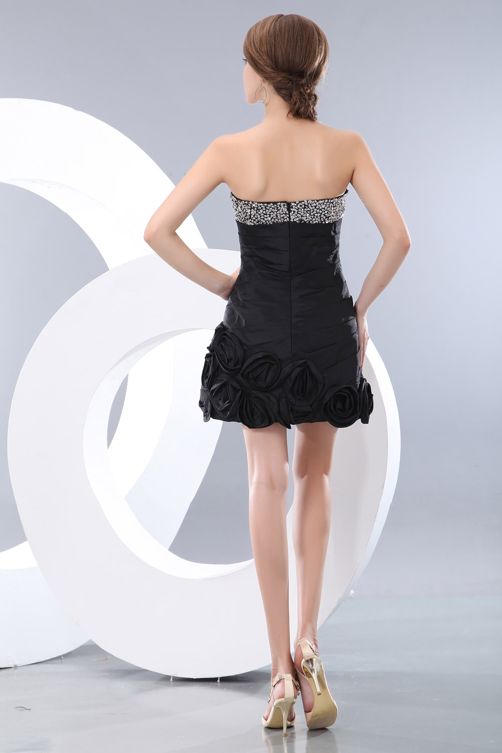 A-line One Shoulder Tea-length Taffeta Homecoming Dress - Thumbnail 7