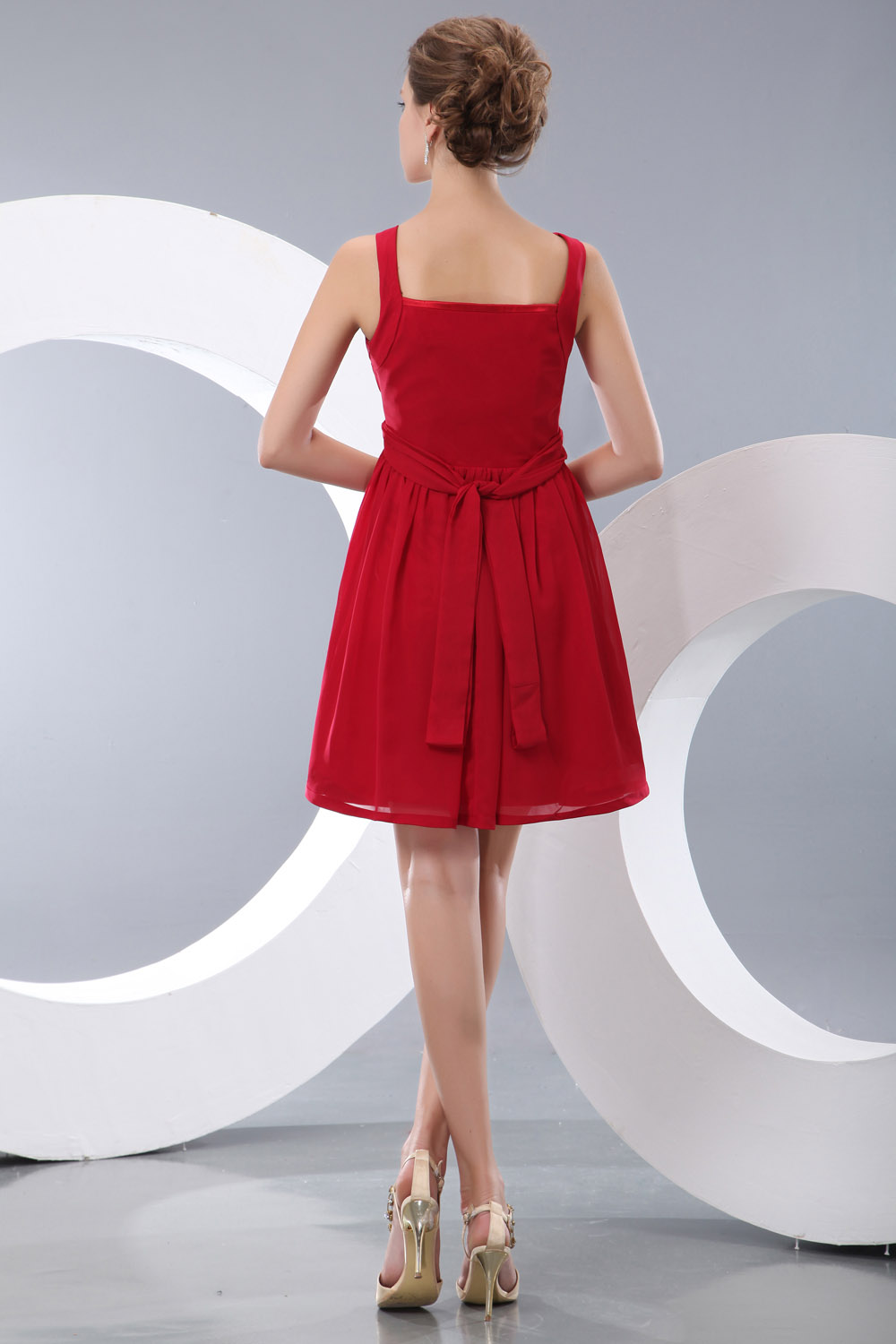 A-line Halter Tea-length Taffeta Homecoming Dress - Thumbnail 6