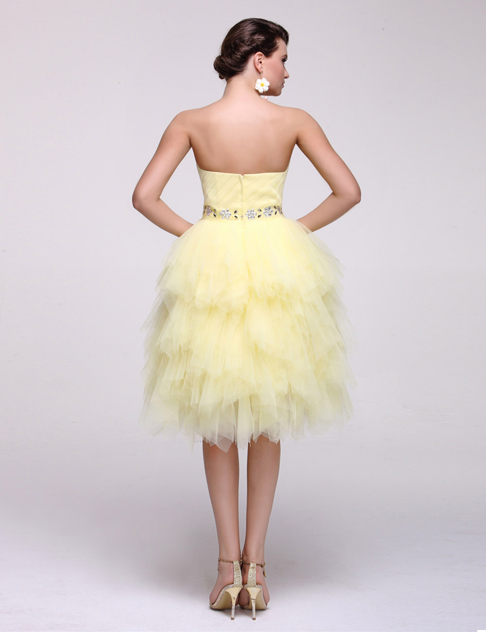 Sheath/Column Strapless Short/Mini Chiffon Homecoming Dress - Thumbnail 2