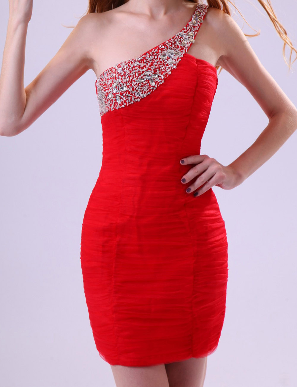 A-line Strapless Knee-length Taffeta Tulle Homecoming Dress - Thumbnail 3